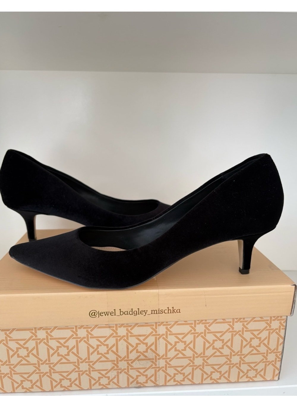 Bagdley Mischka Jewel Shoes. Black Velvet. Pointed Toe. Size 8.5. New In box